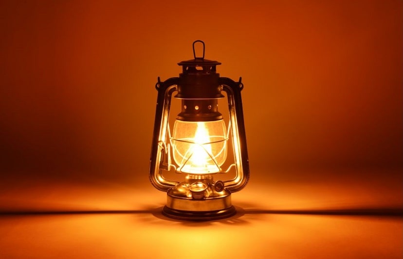 burning kerosene lamp